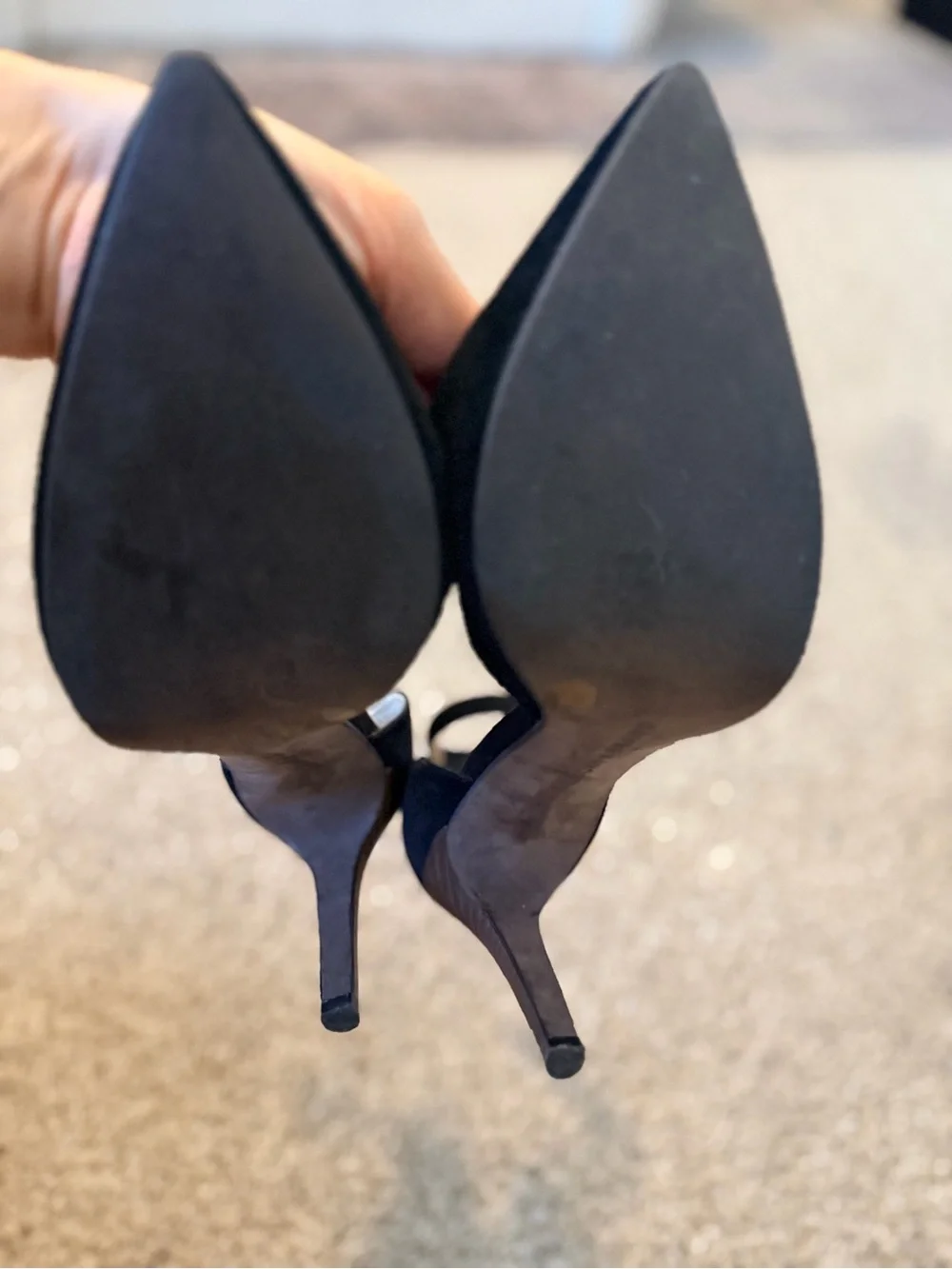 Lucky Brand Black Pointed-Toe Ankle-Strap Heels